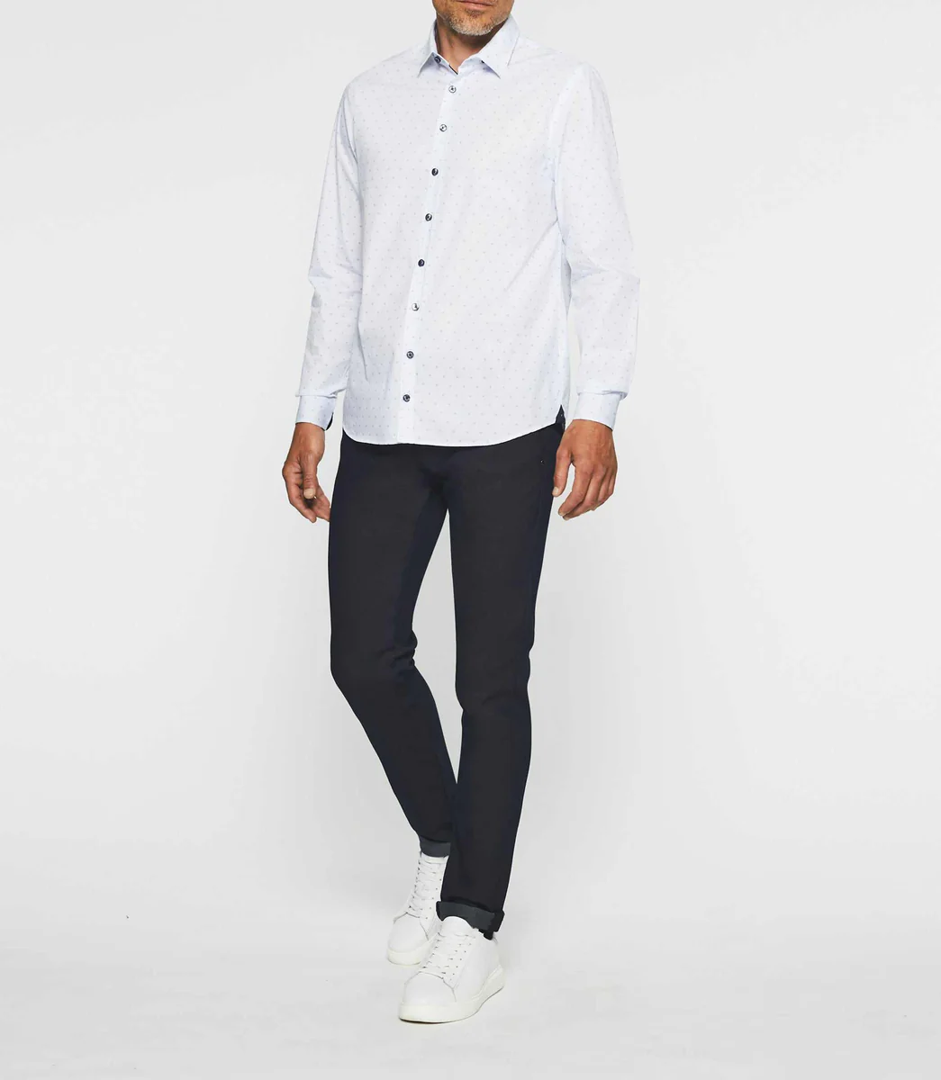 Chemise casual imprimé blanc et marine JULES