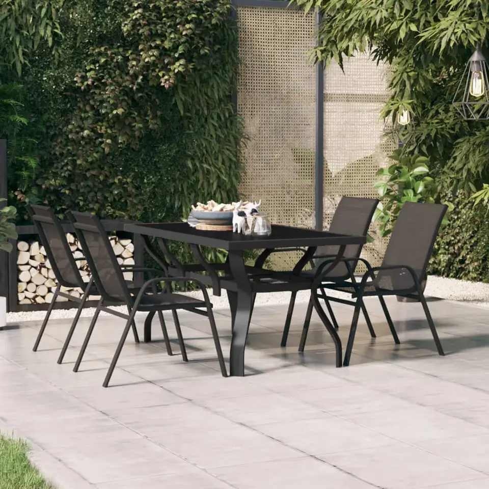 vidaXL - Tuintafel - Zwart - Staal en glas - 140 x 70 x 70 cm