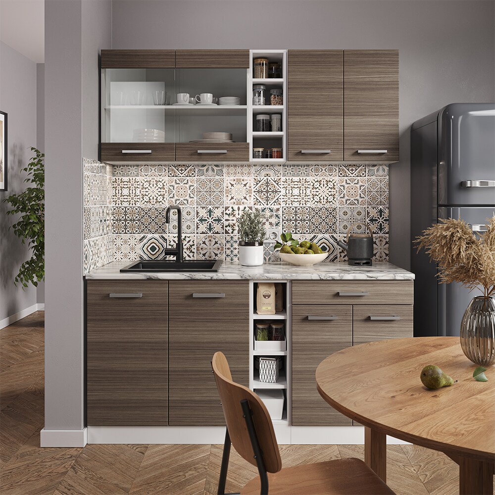 Vicco Küchenzeile Küchenblock Einbauküche R-Line Single Weiß Edelgrau 160 cm