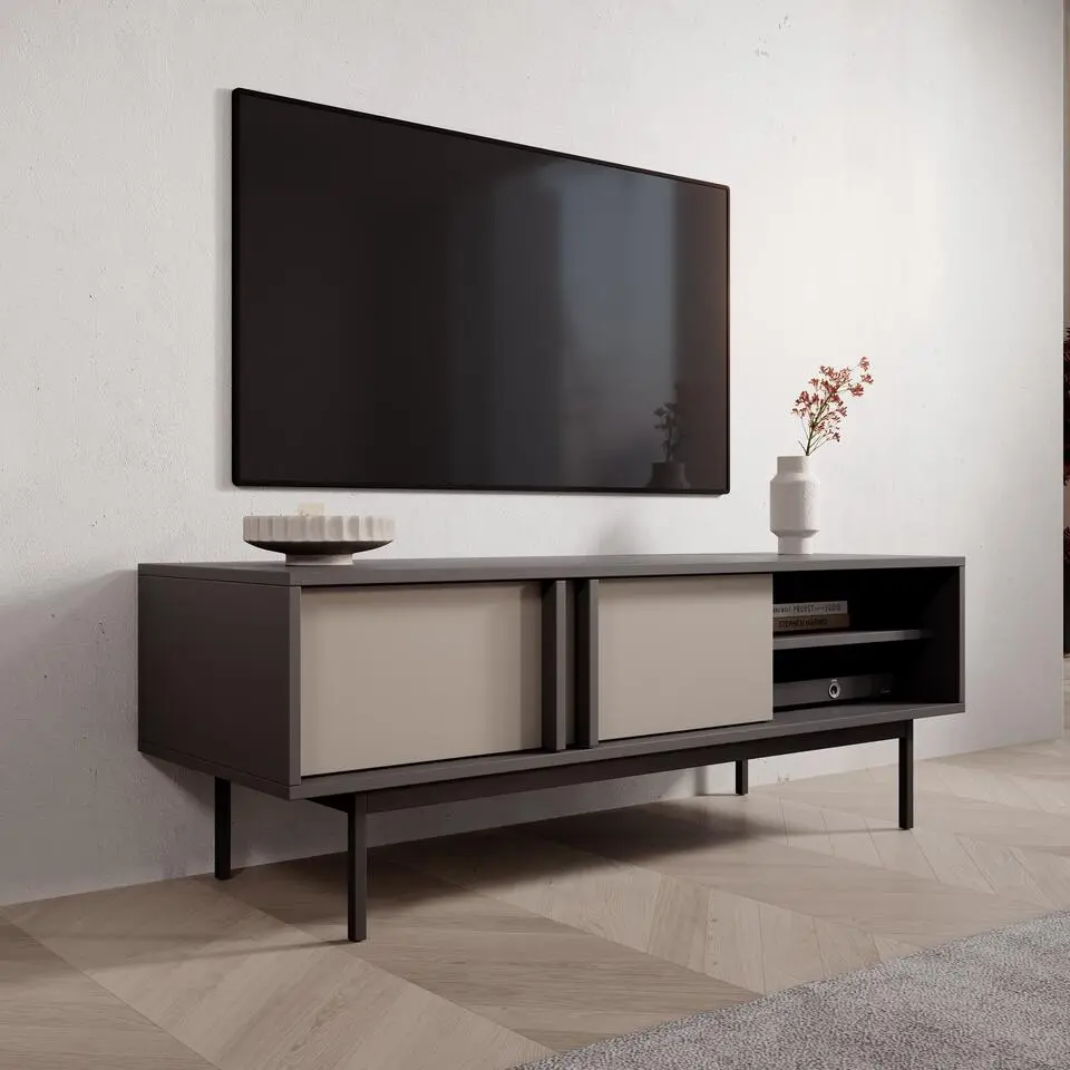 Meubella - Antigo - TV-Meubel - Beige/Antraciet - 123 cm