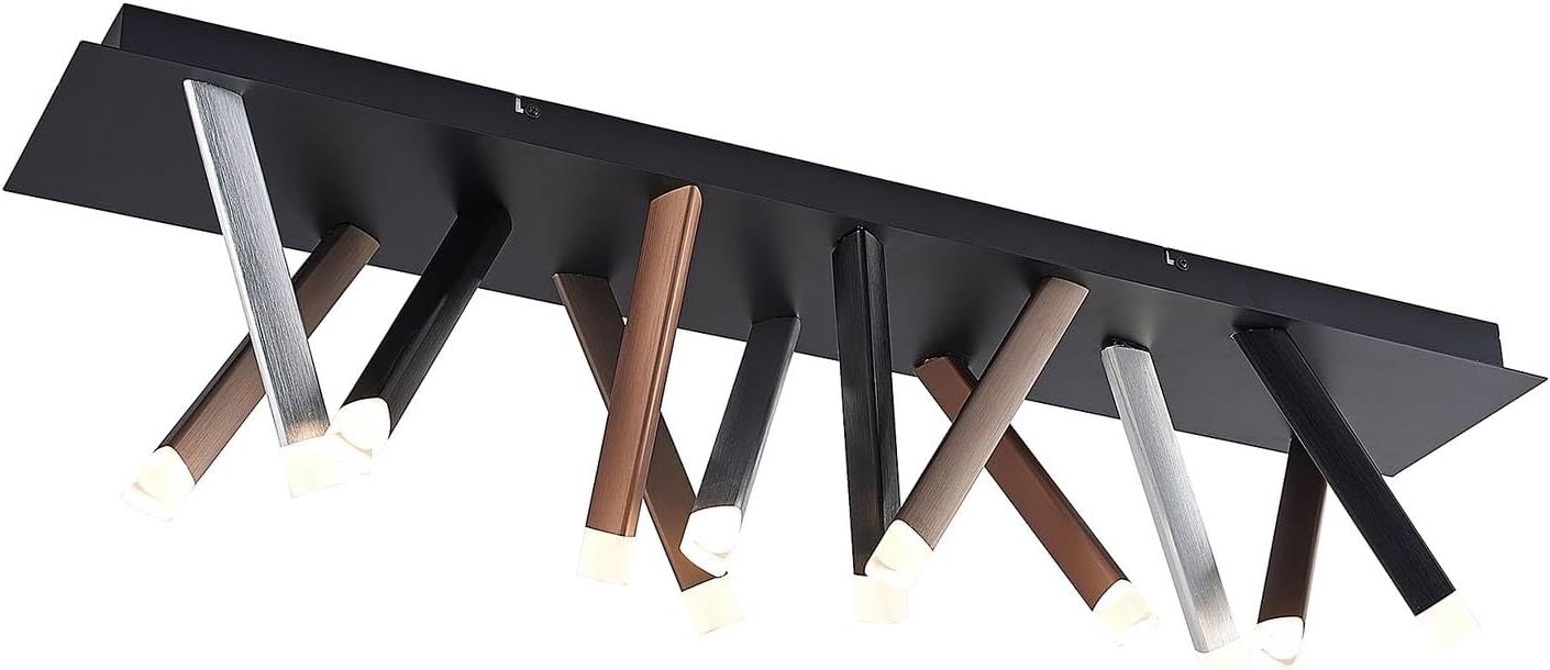 Lucande LED Deckenleuchte Stoika dimmbar (Modern) in Schwarz aus Metall (12 flammig,) - Lampe Deckenlampe Wohnzimmerleuchte