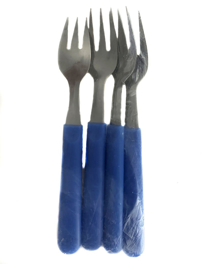 Set of 4 blue forks