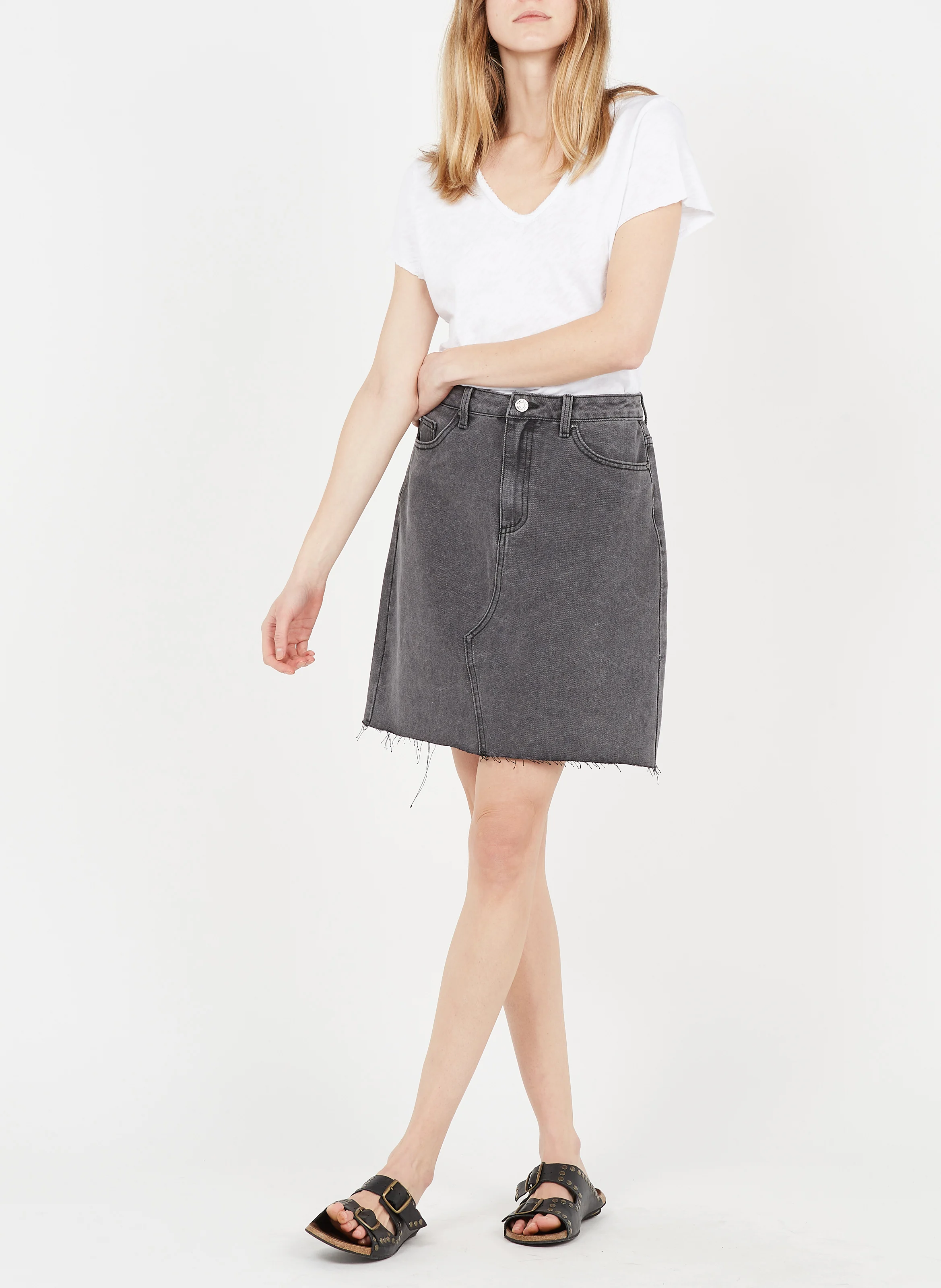SONOMA - Tee-shirt droit col V en coton | Blanc