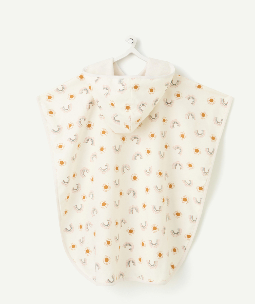 LASSIGSERVIETTE PONCHO BÉBÉ FILLE ANTI-UV BLANCHE IMPRIMÉ ARC-EN-CIEL