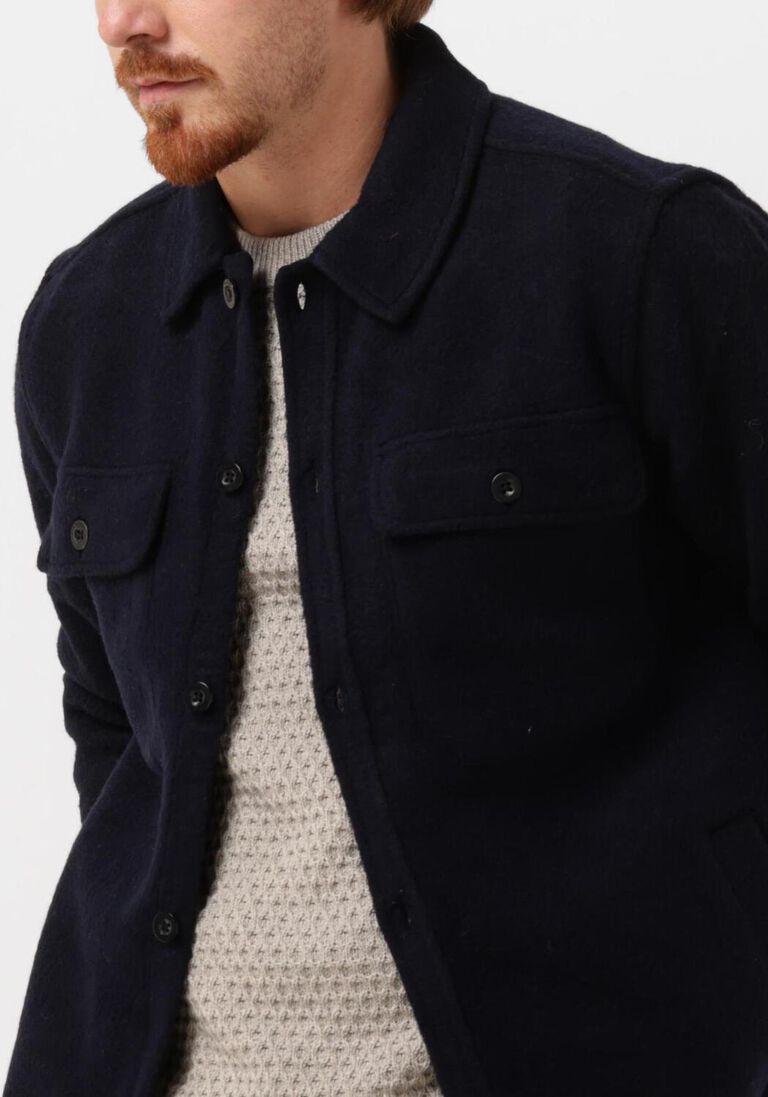 ANERKJENDT donkerblauwe anerkjendt overshirt aklion boiled wool overshirt