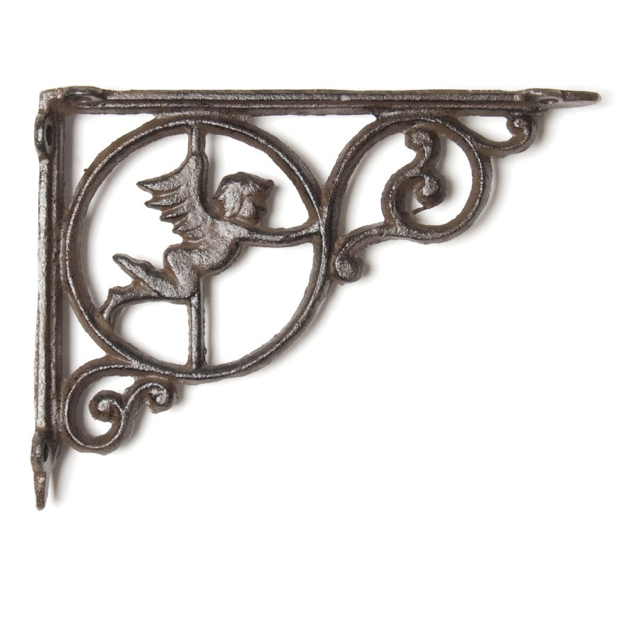 Regalwinkel 'Engel' aus Gusseisen, antik-braun, L 25 cm, H 20 cm von fischer's lagerhaus