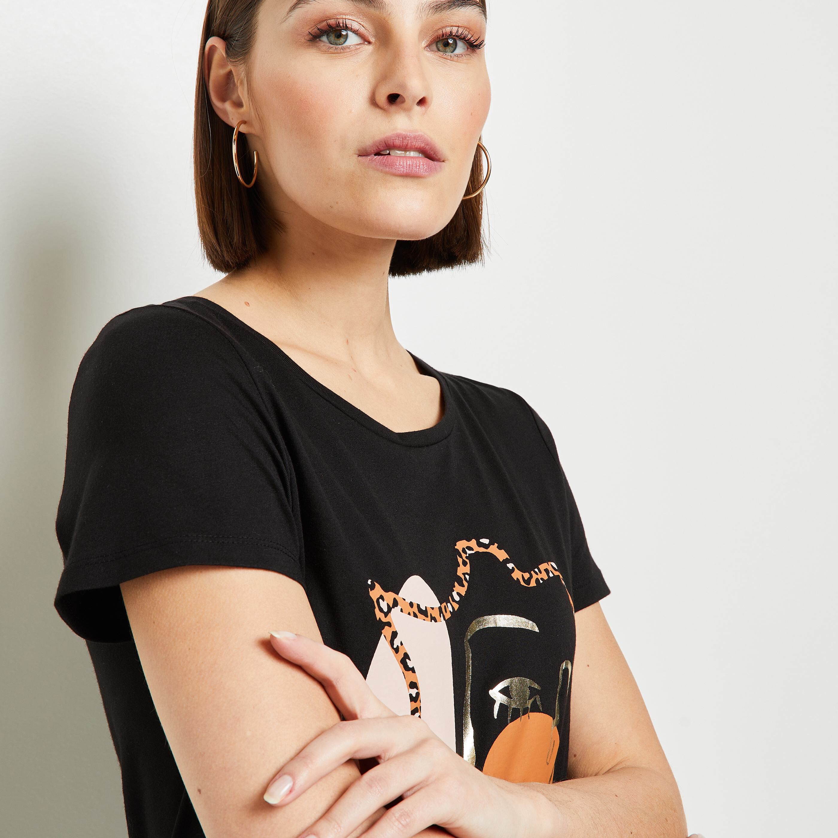 T-shirt imprimé femme - NOIR