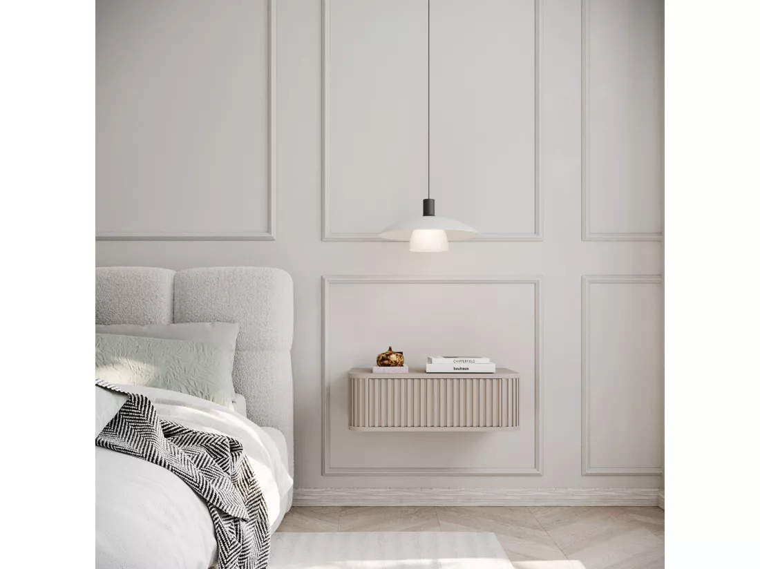 Table de chevet suspendue - 63 cm - grège - OVARLO
