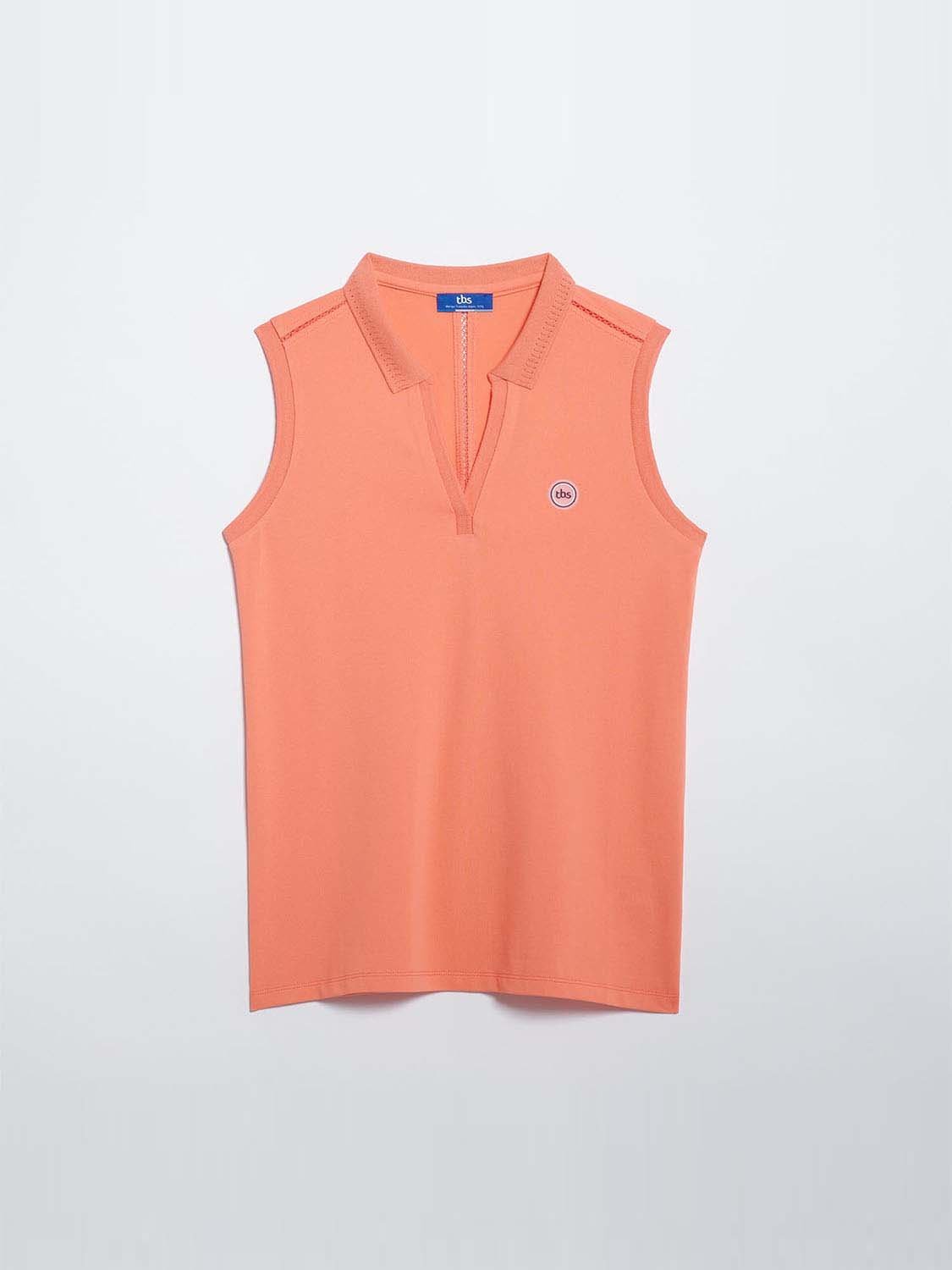 Polo Femme Sans Manches Coton Biologique Bleu Marine