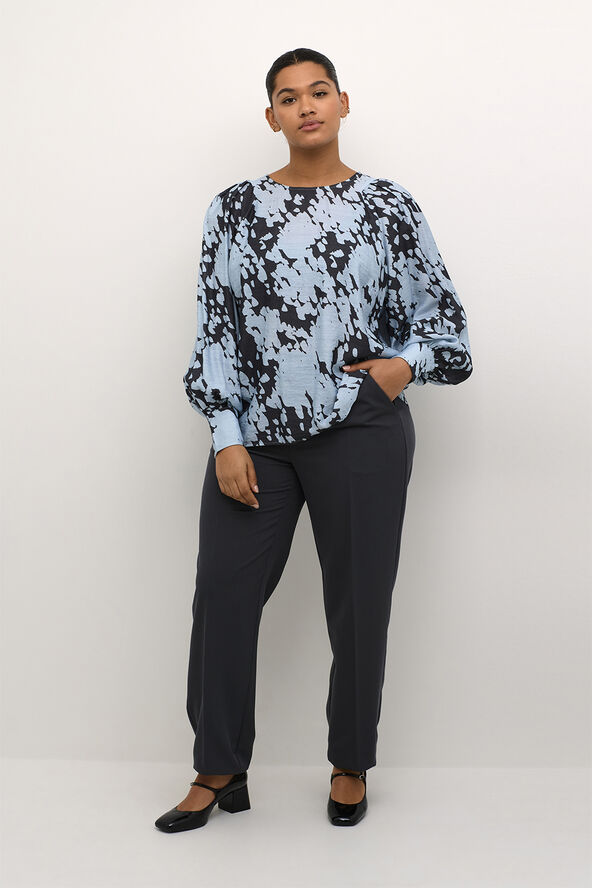 Kaffe Curve KCluma Blouse Grey/blue graphic cloud
