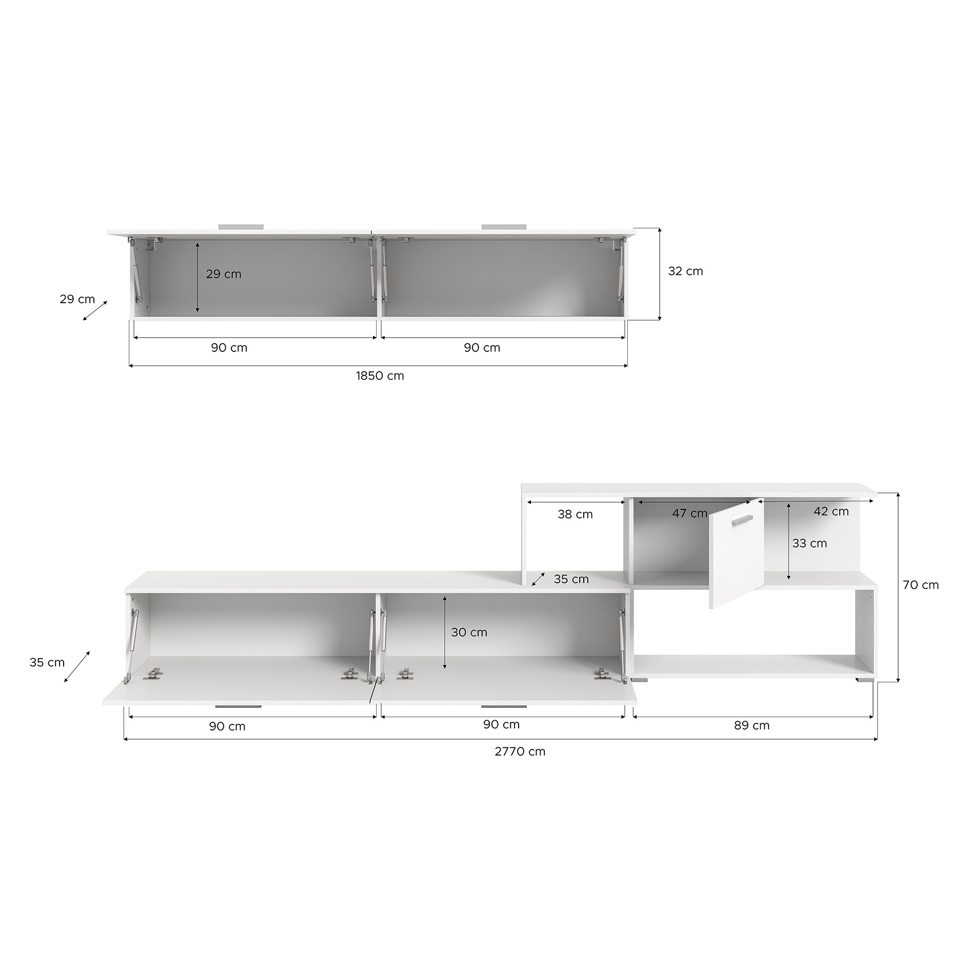 2-teiliges Wohnwand-Set CHEPO - weiß - 280 cm
