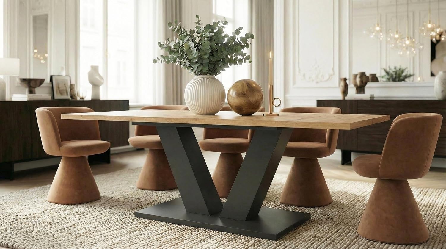 Newroom Esstisch Ausziehbar Anthrazit Wildeiche Esszimmertisch Modern - 150x76x90 cm (BxHxT) - Tisch Küchentisch Speisetisch - Esszimmer Küche Wohnzimmer