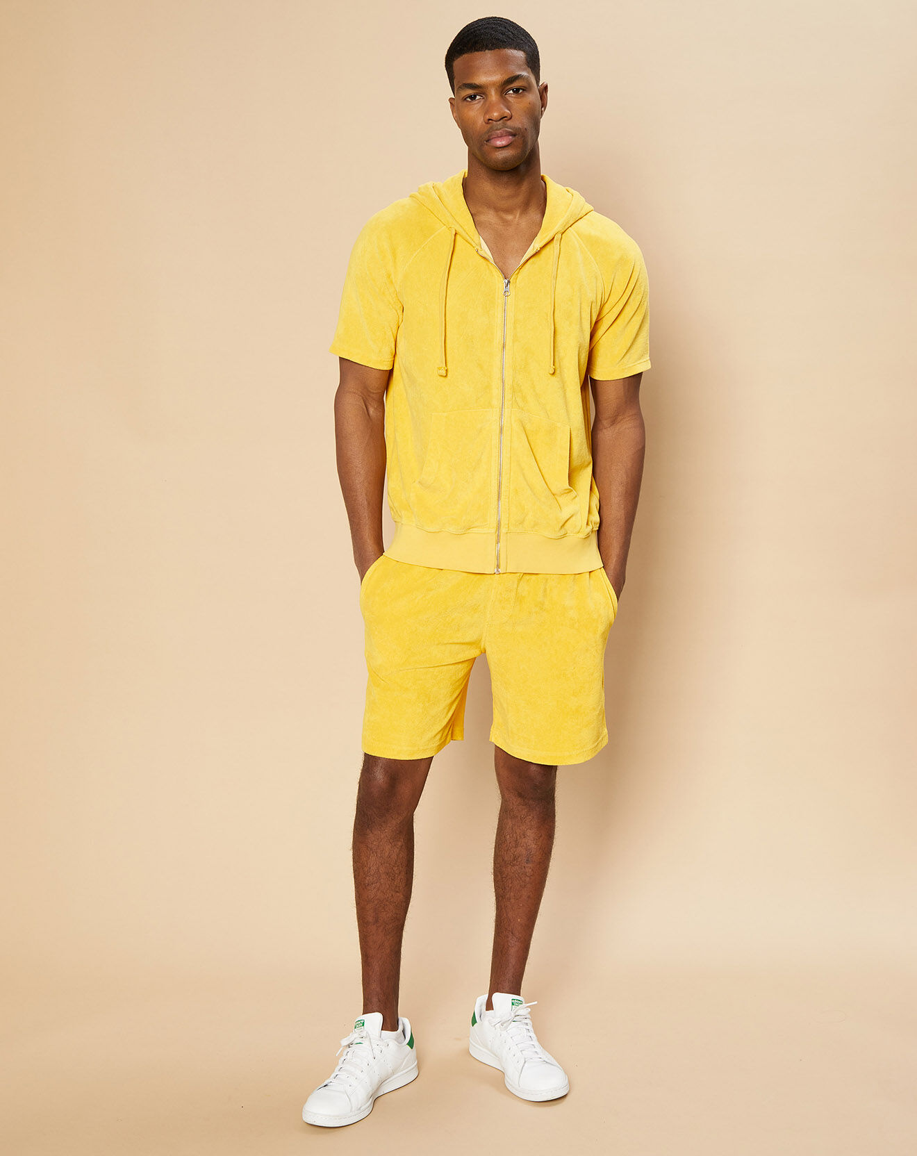 Hartford Sweat à capuche zippé en éponge jaune