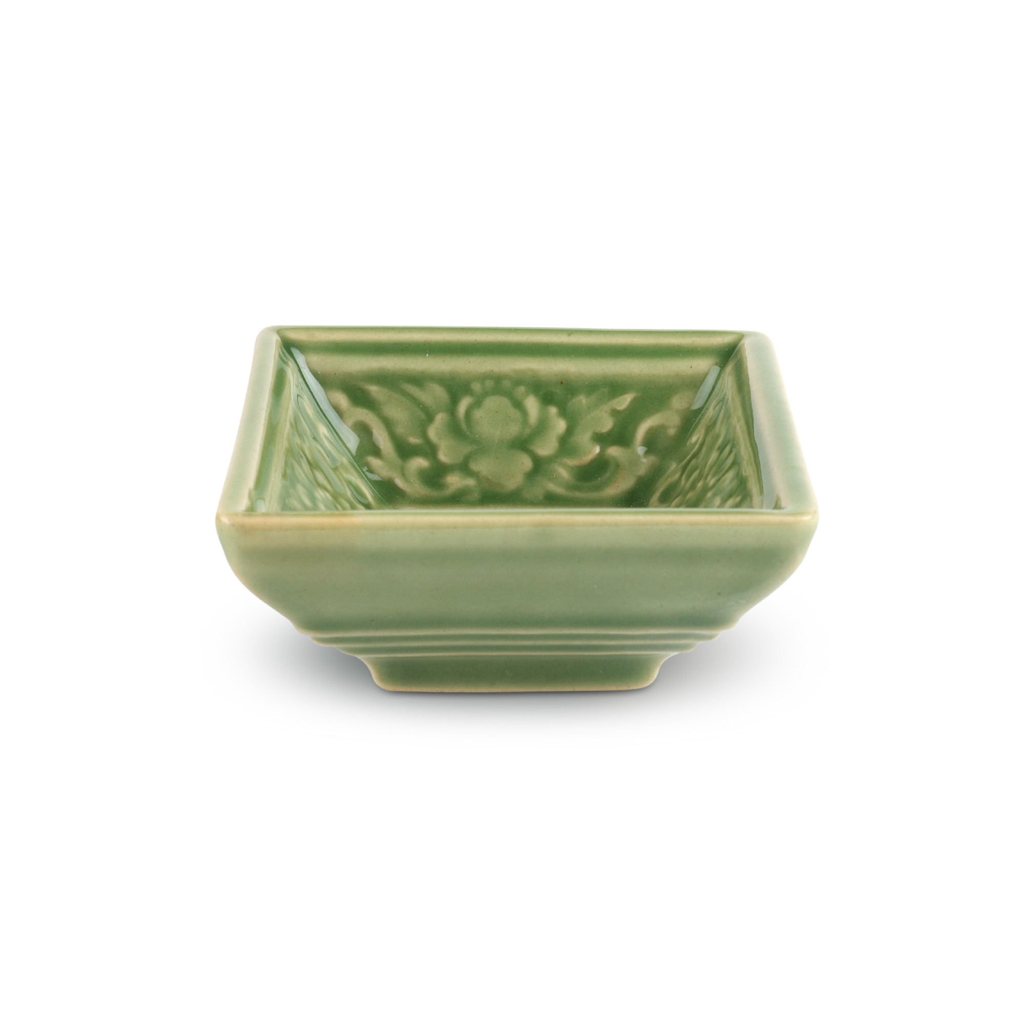 Schale quadratisch, grün, T 7 cm, B 7 cm, H 2,5 cm zu 3,50