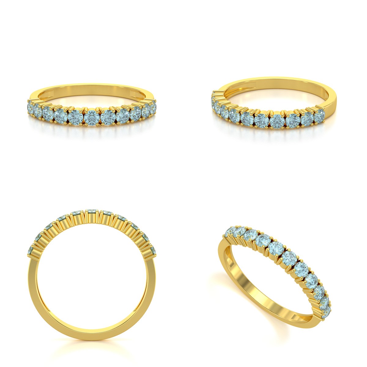 Bague ADEN Or 585 Jaune Aigue-Marine 1.64grs