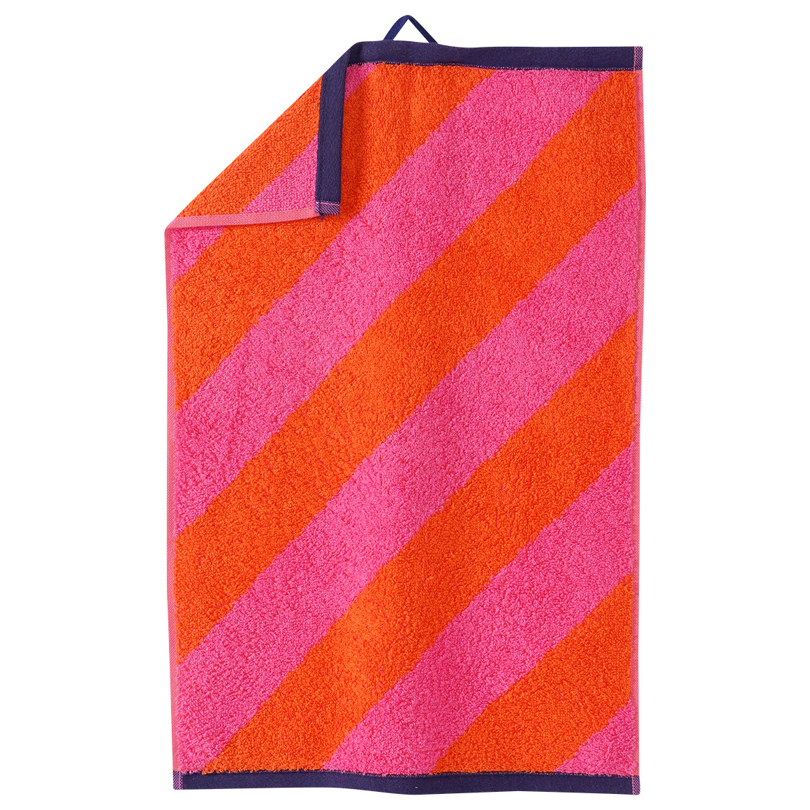 My Home 2 Gästehandtücher mit diagonalen Streifen orange / pink