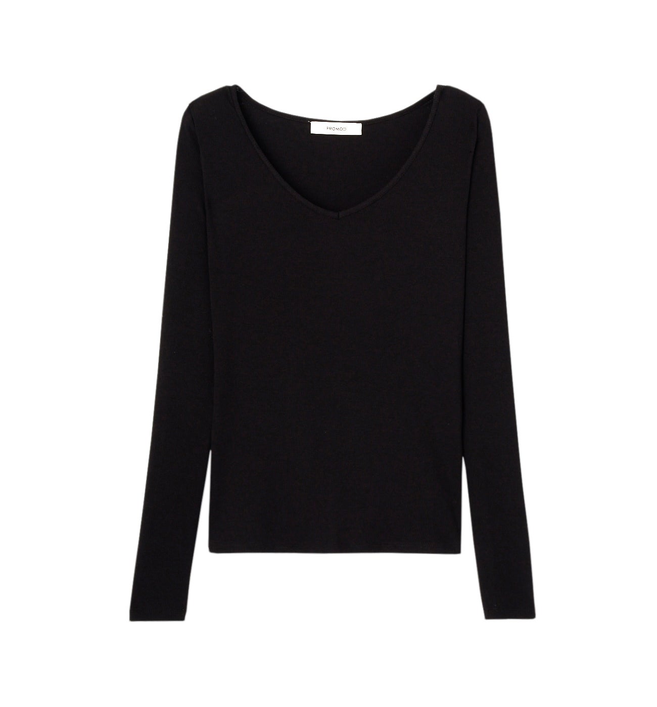 T-shirt ctelé manches longues - Noir