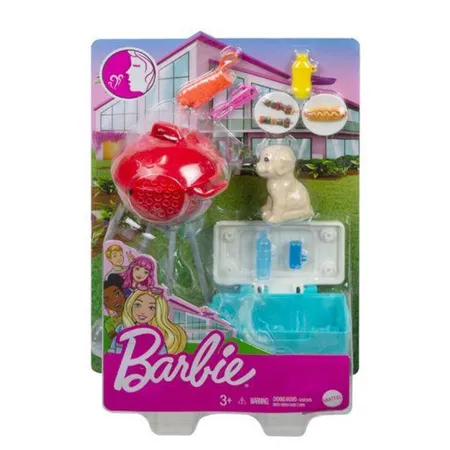 Barbie Mini-Spielset mit Haustier und themenbezogenem Zubehör, Thema Grillparty