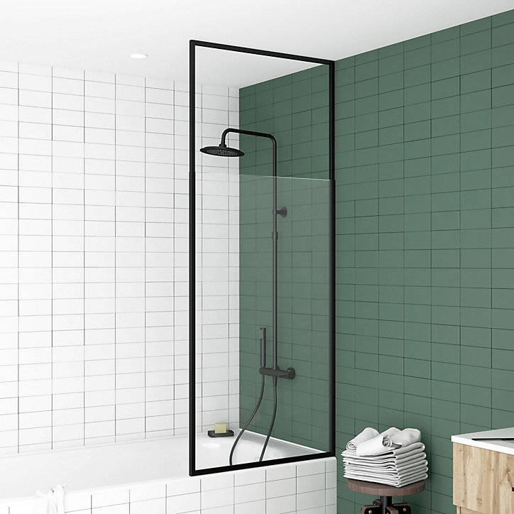 Pare-baignoire extensible 75 x 153/202 cm noir mat Galedo