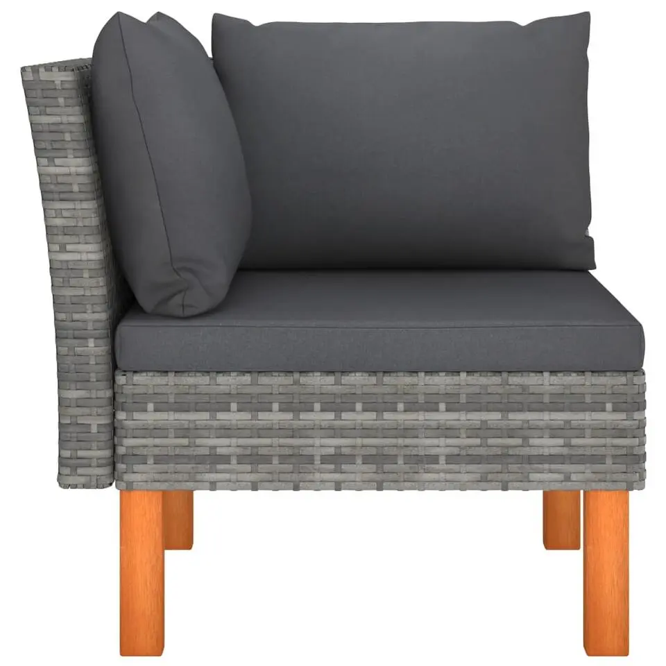 vidaXL - Hoekbank - Grijs - Poly rattan en massief eucalyptushout