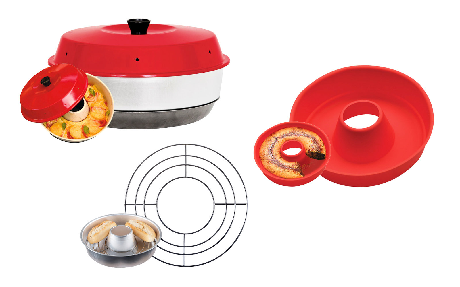 Omnia Campingbackofen Set 3-teilig inkl. Silikonbackform & Aufbackgitter