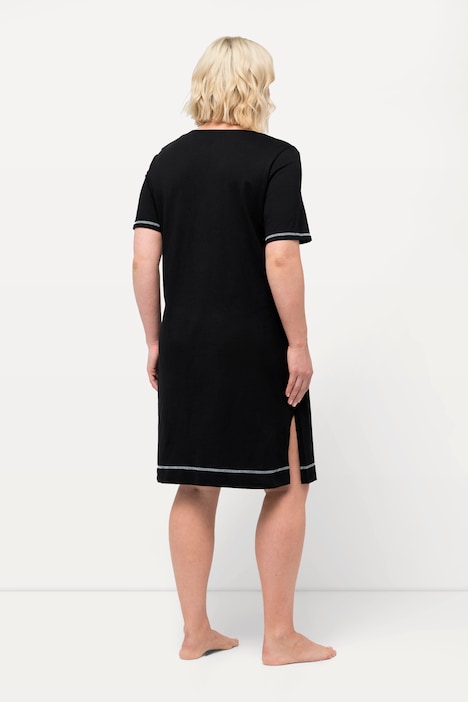 Bigshirt, bedruckt, V-Ausschnitt, Halbarm