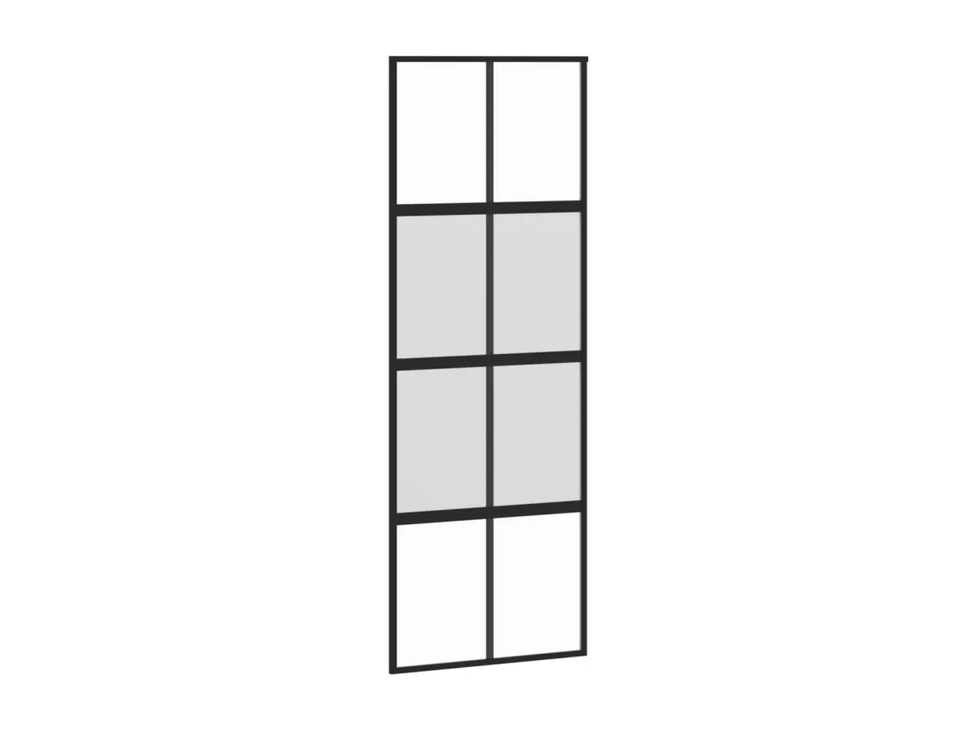 Porte coulissante noir 76x205 cm verre trempé aluminium