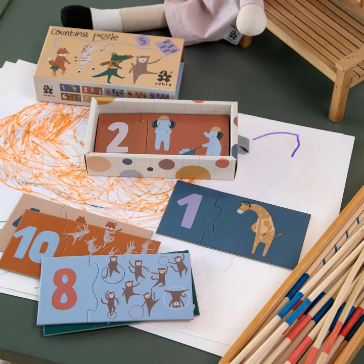 Sebra - Puzzle mit Zahlen, Toes / Builders, mehrfarbig