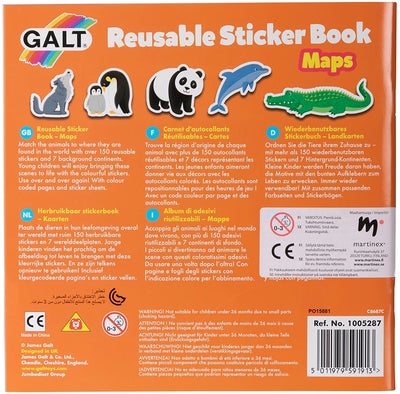 Galt Klistremerkebok Gjenbrukbar Kart