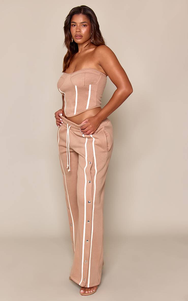 Taupe Jogging Coupe Droite À Détail Boutons-Pression Shape
