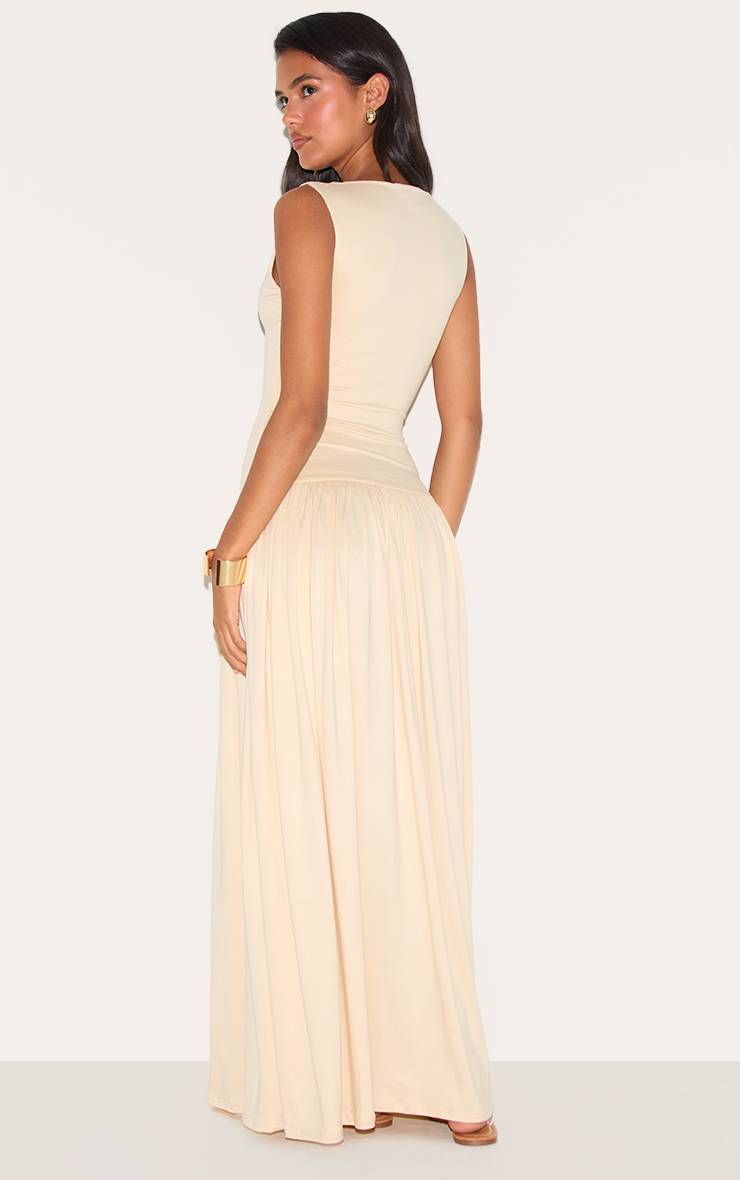 Amande Robe Maxi À Taille Basse En Jersey Double Épaisseur