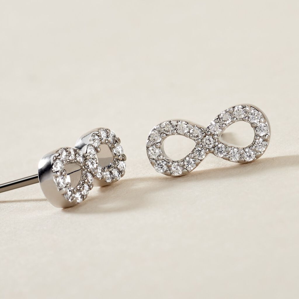 Boucles D'oreilles Puces Terah Argent Blanc Oxyde De Zirconium