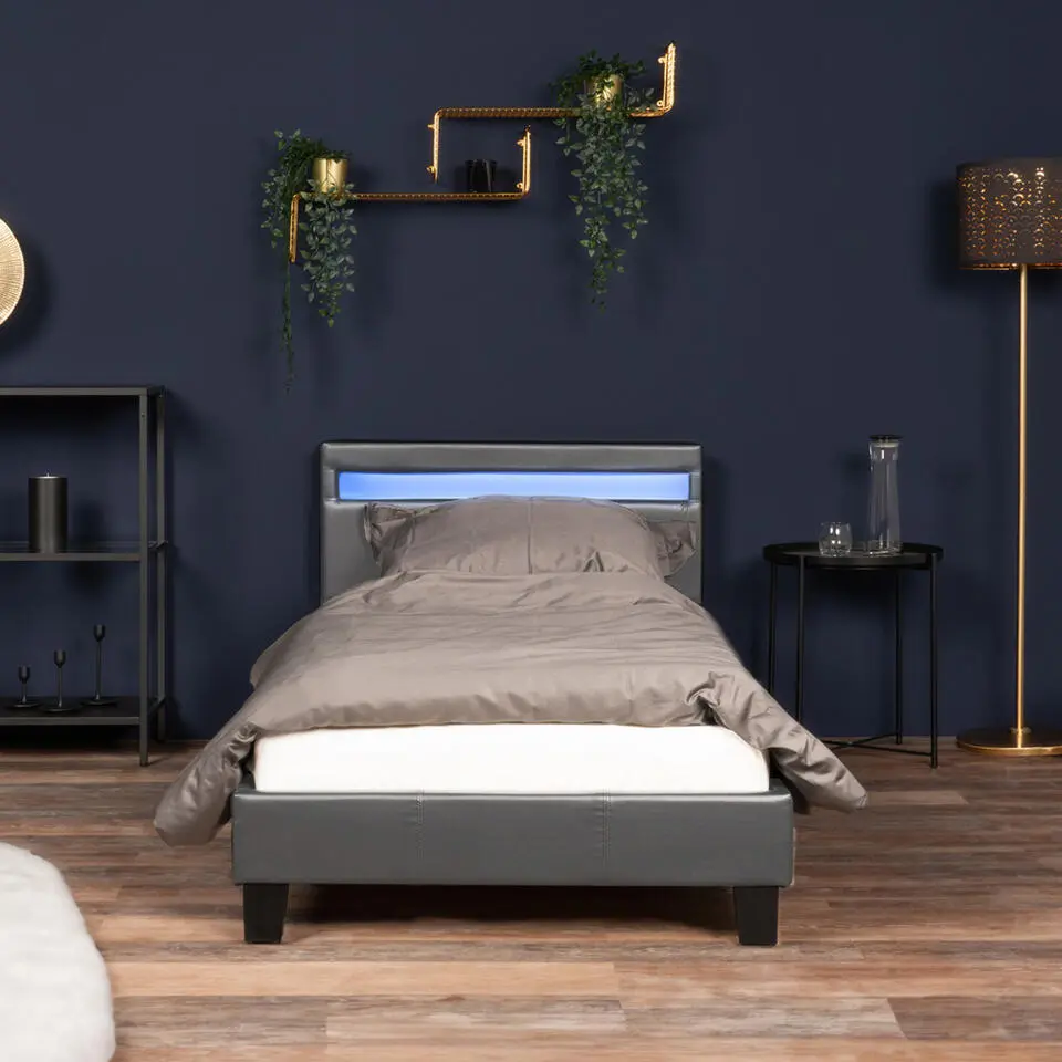 HOME DELUXE LED bed ASTRO donkergrijs 90 x 200 cm