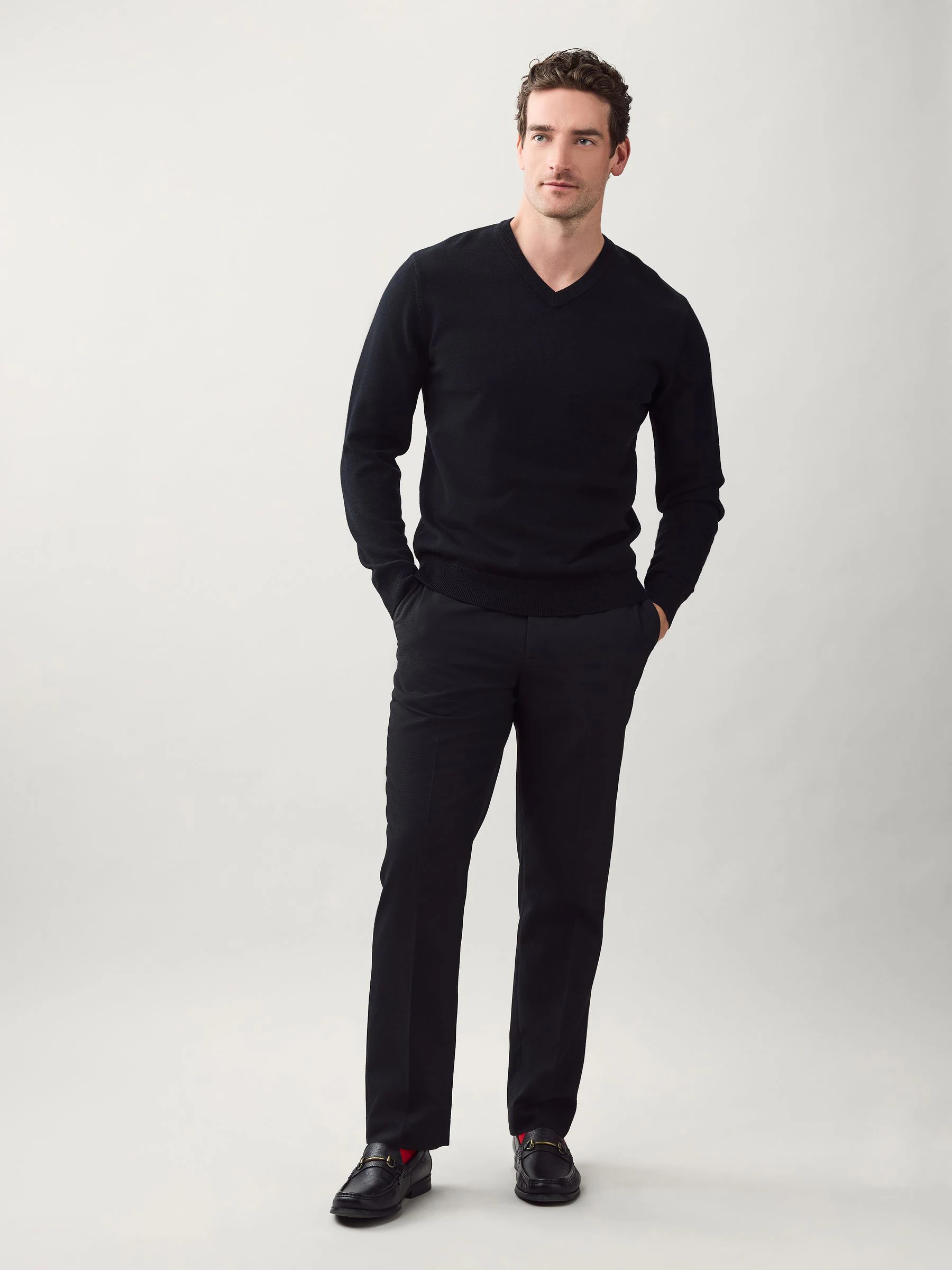 Zwart - Regular Fit Soft Touch V-Neck Sweater