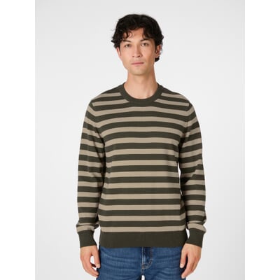Herren-Strickpullover, Oliv-Sand