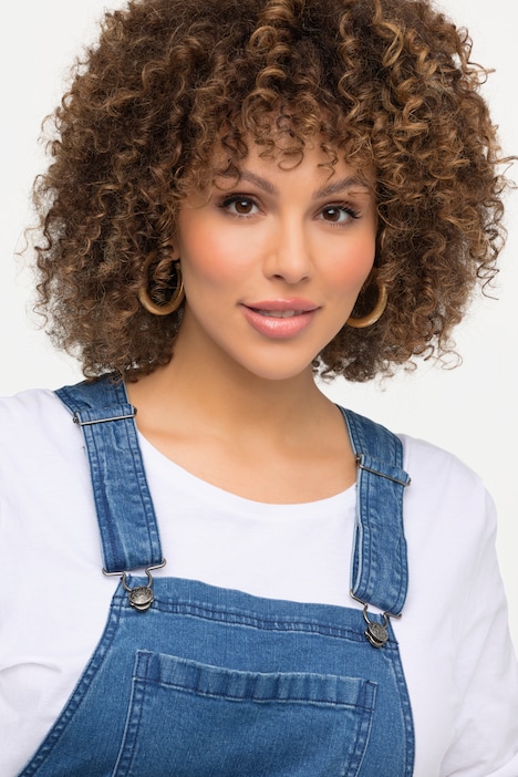 Jeans-Latzhose, ausgestelltes Bein, Destroy-Effekt