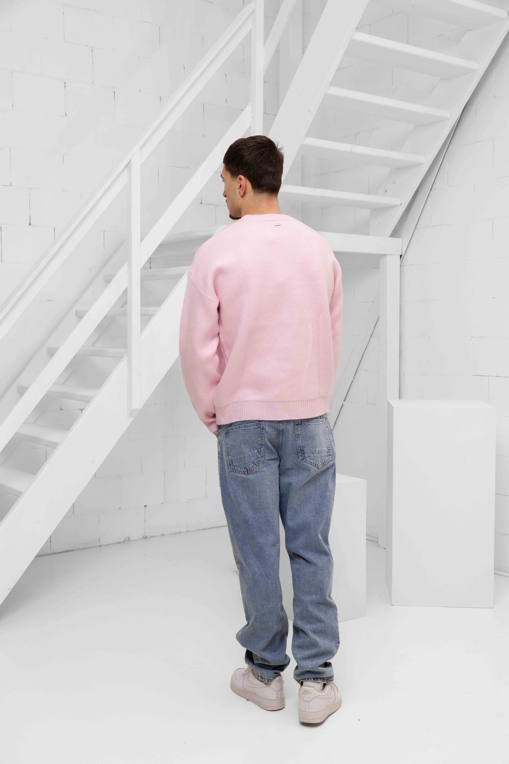 Croyez Etiquette Knit Sweater Heren Roze