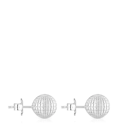 Brincos de bola de prata em formato de urso, 10mm, estilo St. Tropez Disco