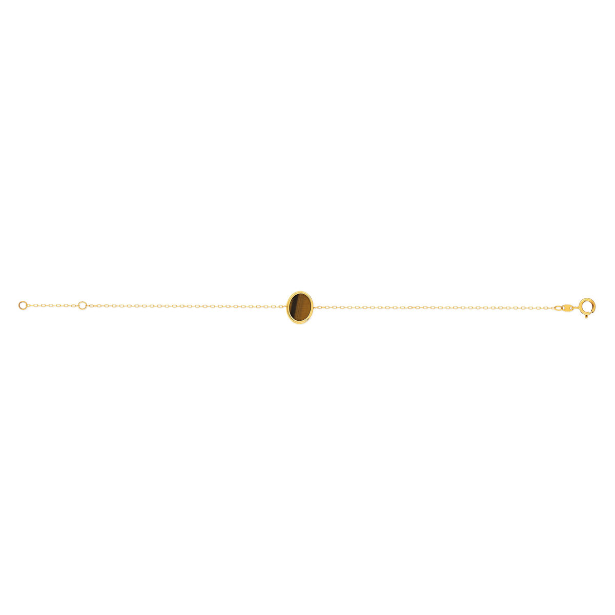 Bracelet or 750 jaune oeil de tigre ovale 18.5 cm