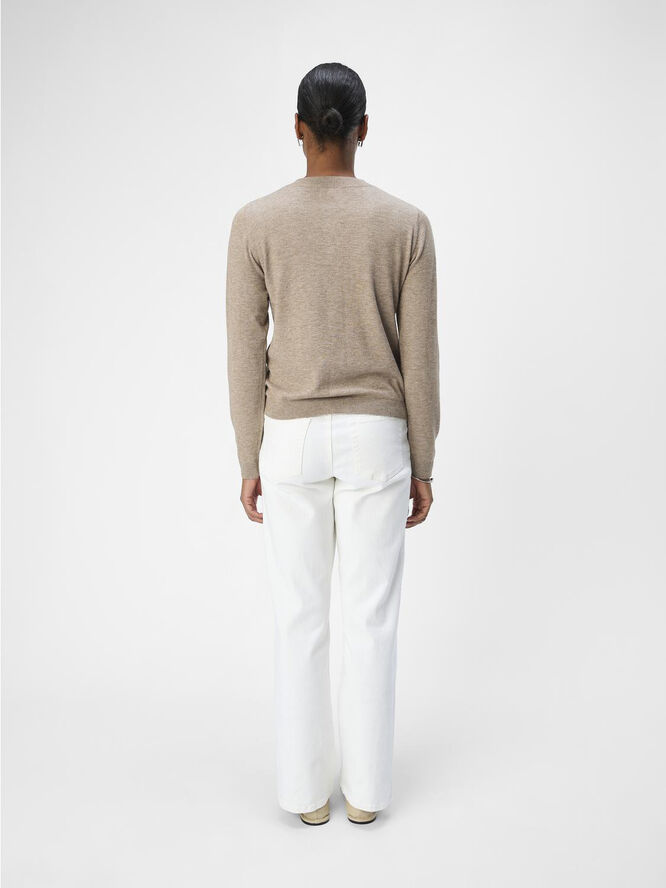 Object OBJTHESS L/S SHORT CARDIGAN NOOS Desert taupe/melange