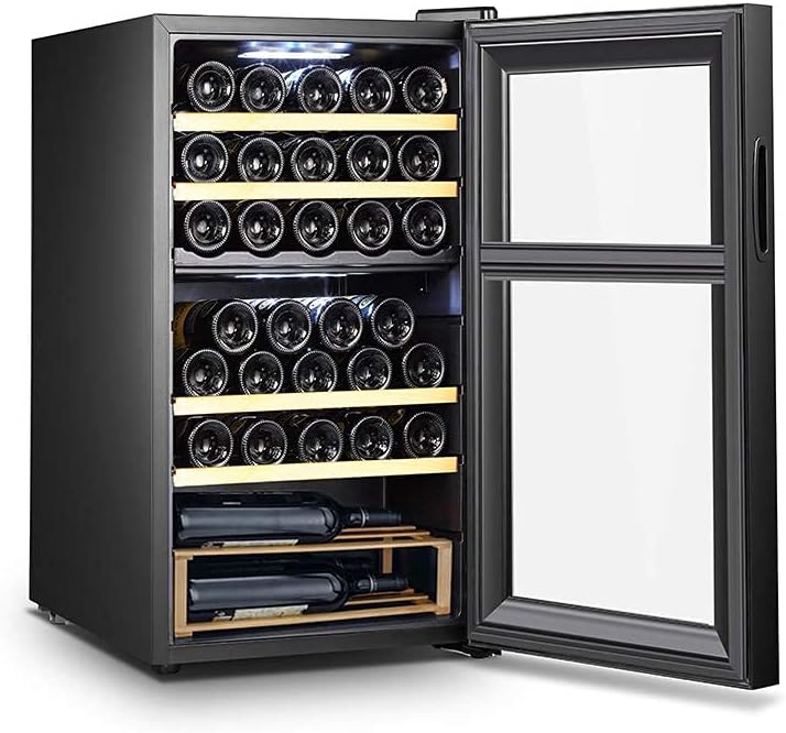 La Sommelière - Cave à Vin SLS33DZ de Service Double Zone - Cave à Vin 33 Bouteilles - Système Anti-Vibration et Hygrométrie Régulée - Noire avec Éclairage Intérieur LED
