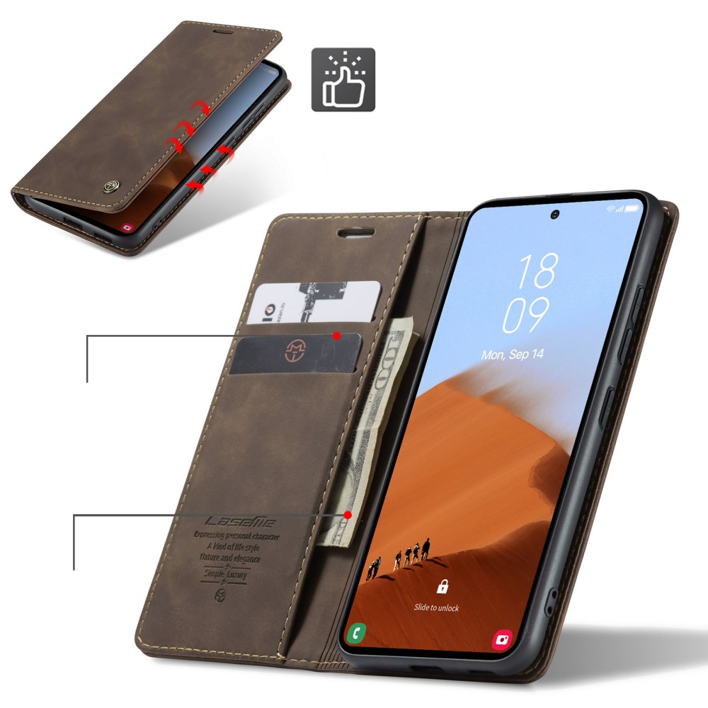 Samsung Galaxy S23 FE Leder Tasche Flip Wallet Etui mit Kartenfächern - Dunkelbraun