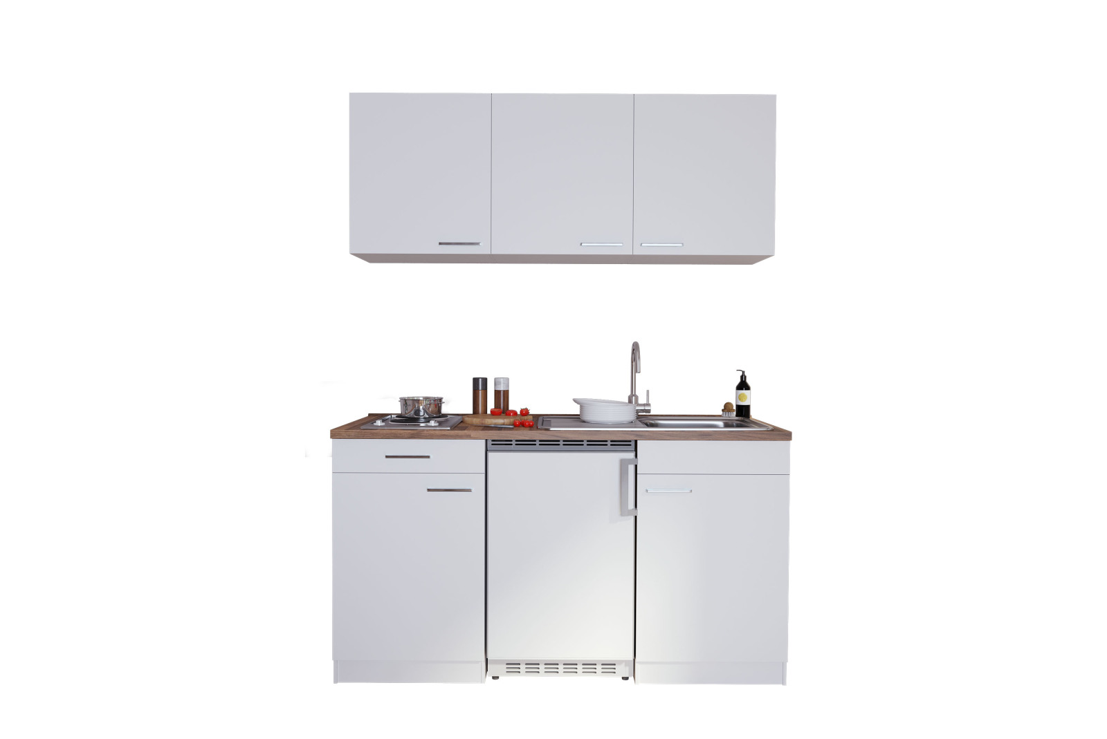 RESPEKTA Küchenzeile - weiß - mit E-Geräten - 150 cm