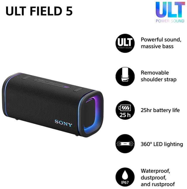 Sony ULT Field 5 bærbar højtaler (sort)