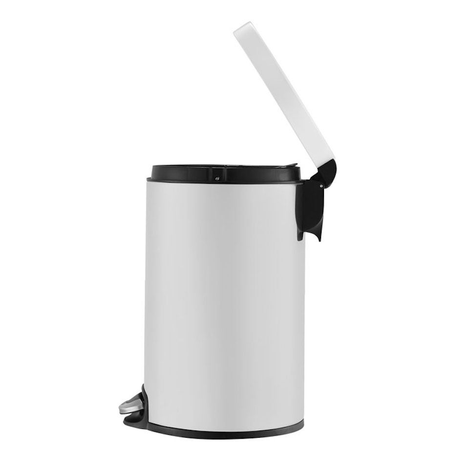 PROREGAL Pedaalemmer met stijlvol pedaal & stil sluitend deksel & kunststof binnenemmer 12 liter HxBxD 40 x 24,8 x 32,5 cm Wit