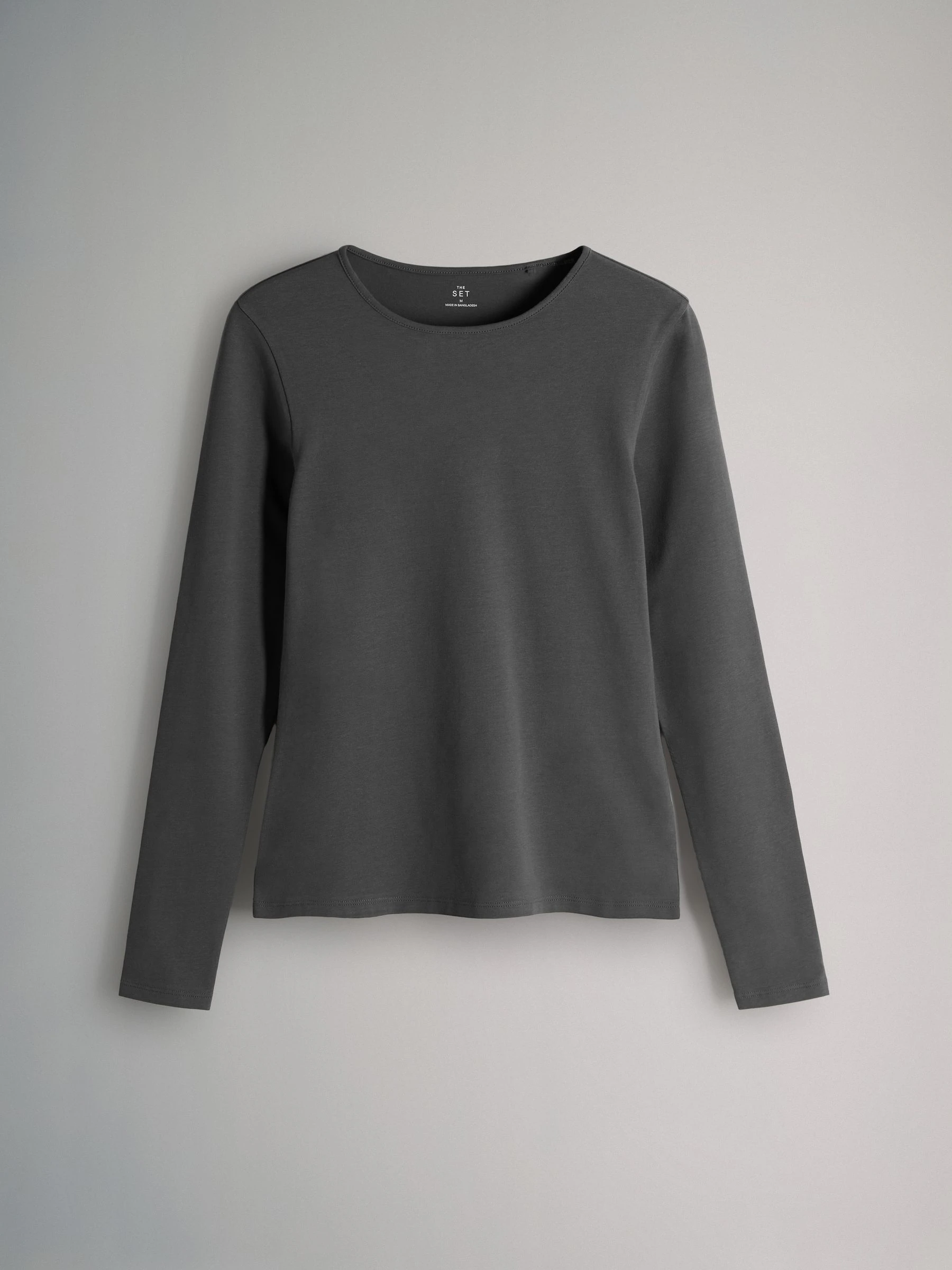 Marineblauw/lichtblauw/antracietgrijs/gemêleerd grijs/Wit - The Set - 5 T-shirts met lange mouwen en ronde hals