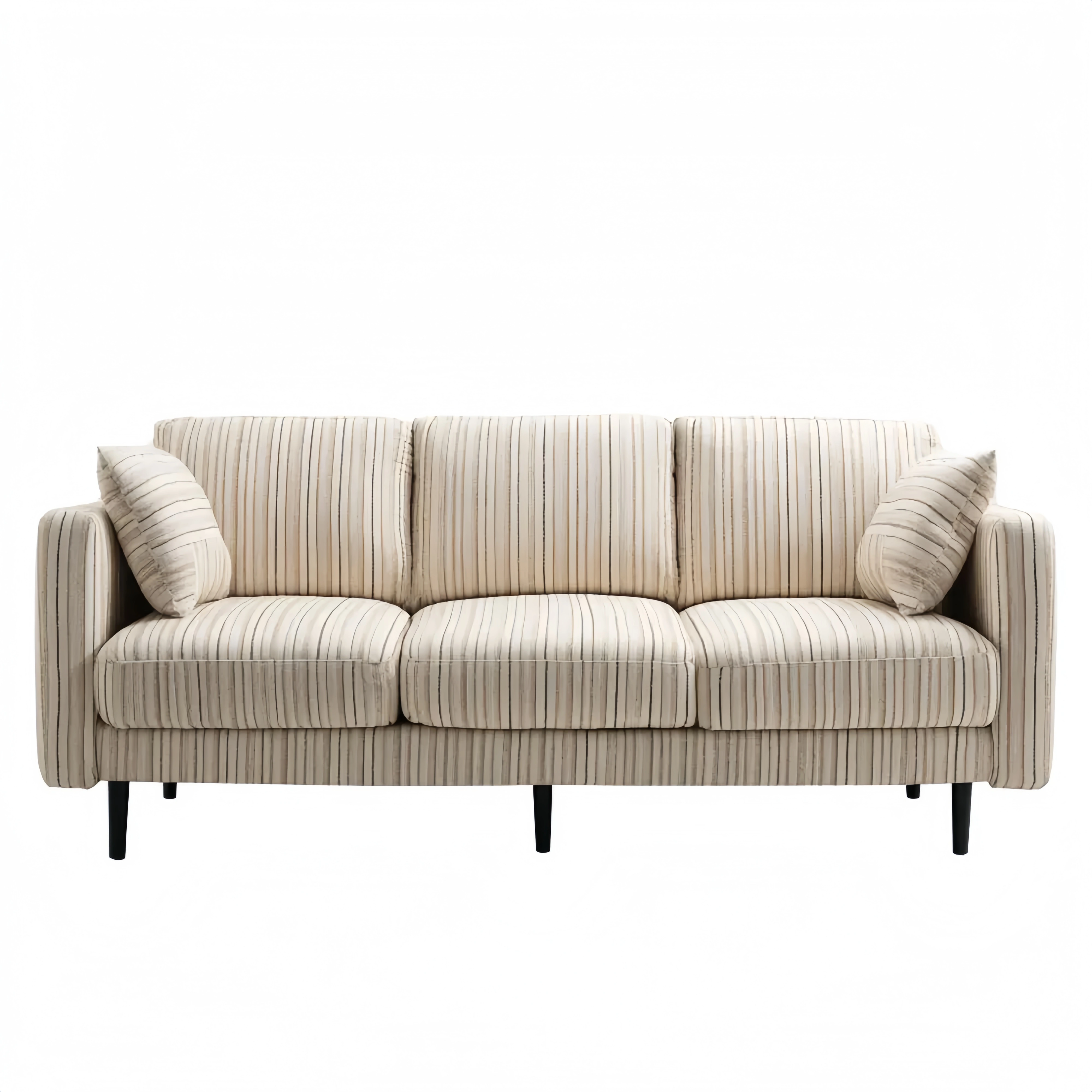 3-Sitzer-Sofa Stoff 200x85x75 cm - Beige Streifenmuster - Skandinavisches Design