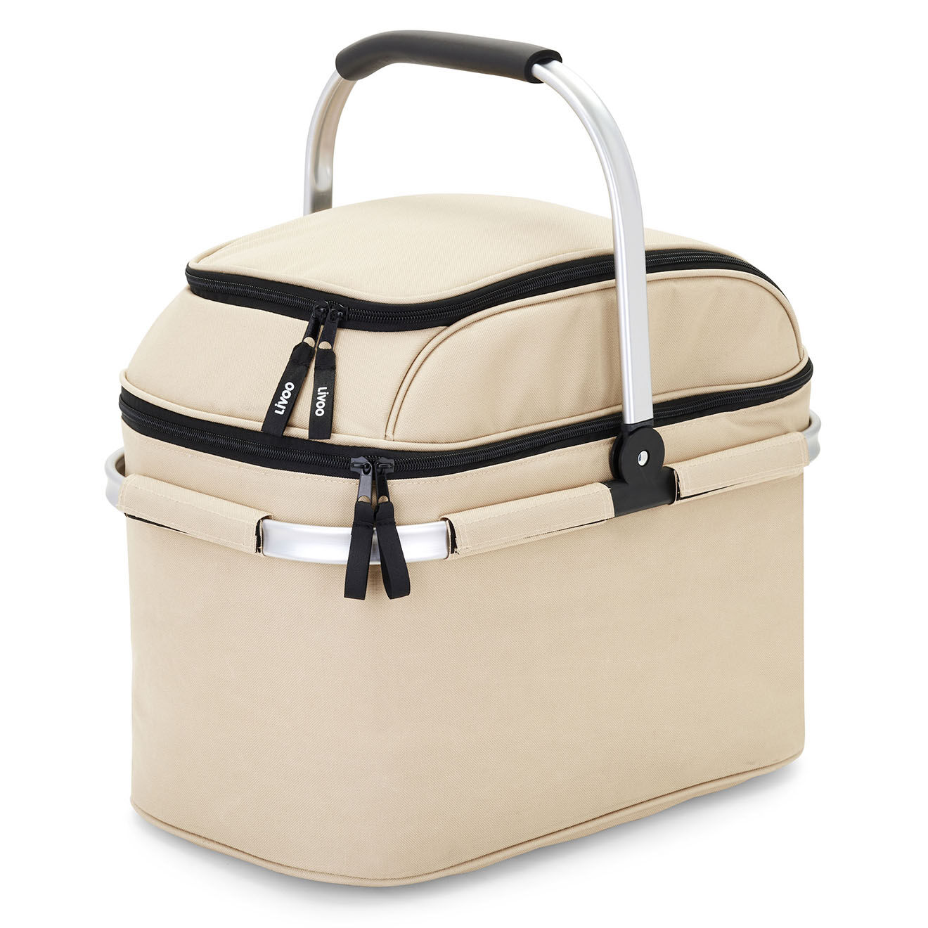 Livoo Panier pique-nique 4 personnes avec accessoires crème