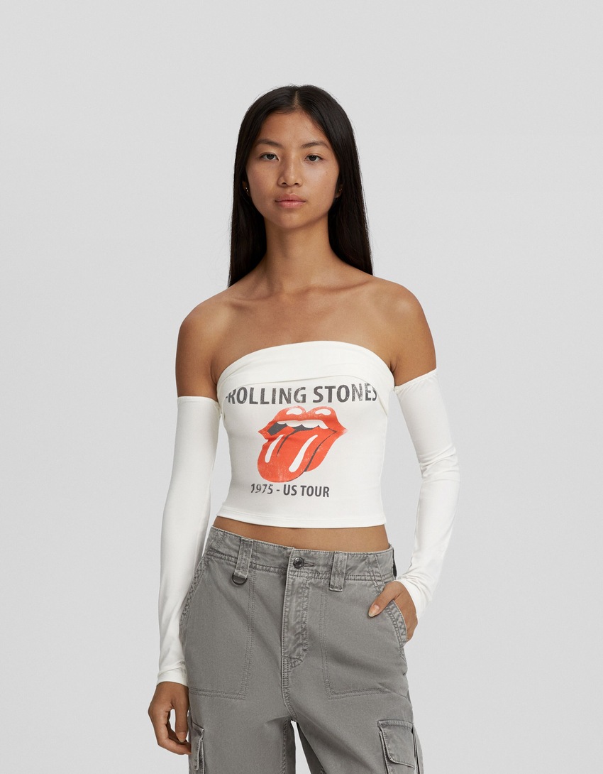 Camiseta de manga comprida com estampa dos Rolling Stones