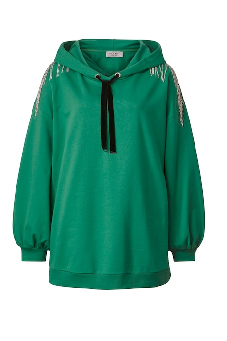 Hoodie, Kapuzensweatshirt, oversized, Glitzer-Schulterfransen, Ballon-Langarm